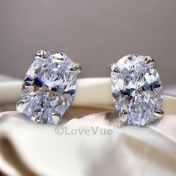 Certified 1ct. t.w. Diamond Oval Hidden Halo Stud Earrings VVS1 GRA Certified - Picture 3 of 16